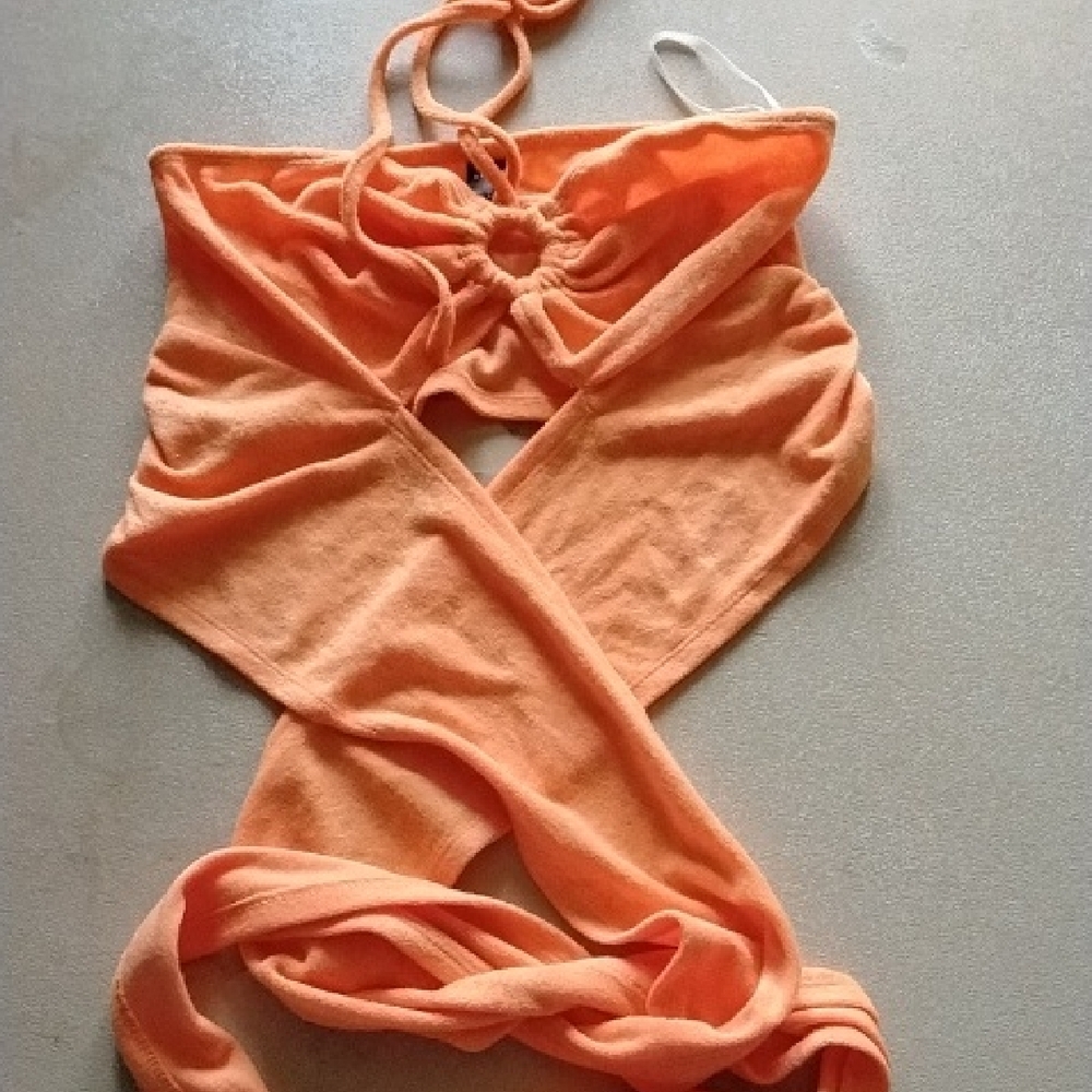 Womans M SHEIN Orange Swim Coverup Terryclothed